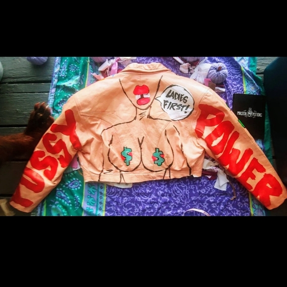 VTG handpainted leather jacket - Picture 3 of 16